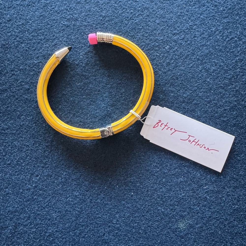 Betsey Johnson Vibrant Yellow Pencil-Inspired Bracelet w/ pink “eraser” ✏️so fun